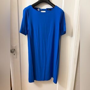 BEAUTIFUL BLUE DRESS BACK CLASP/TRIANGULAR PEEPHOLE DESIGN AT NECK